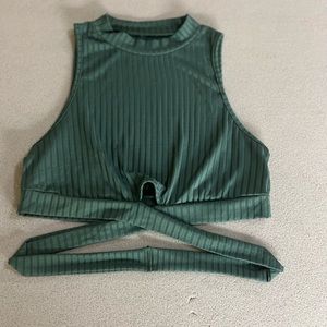 dark green cropped tank top